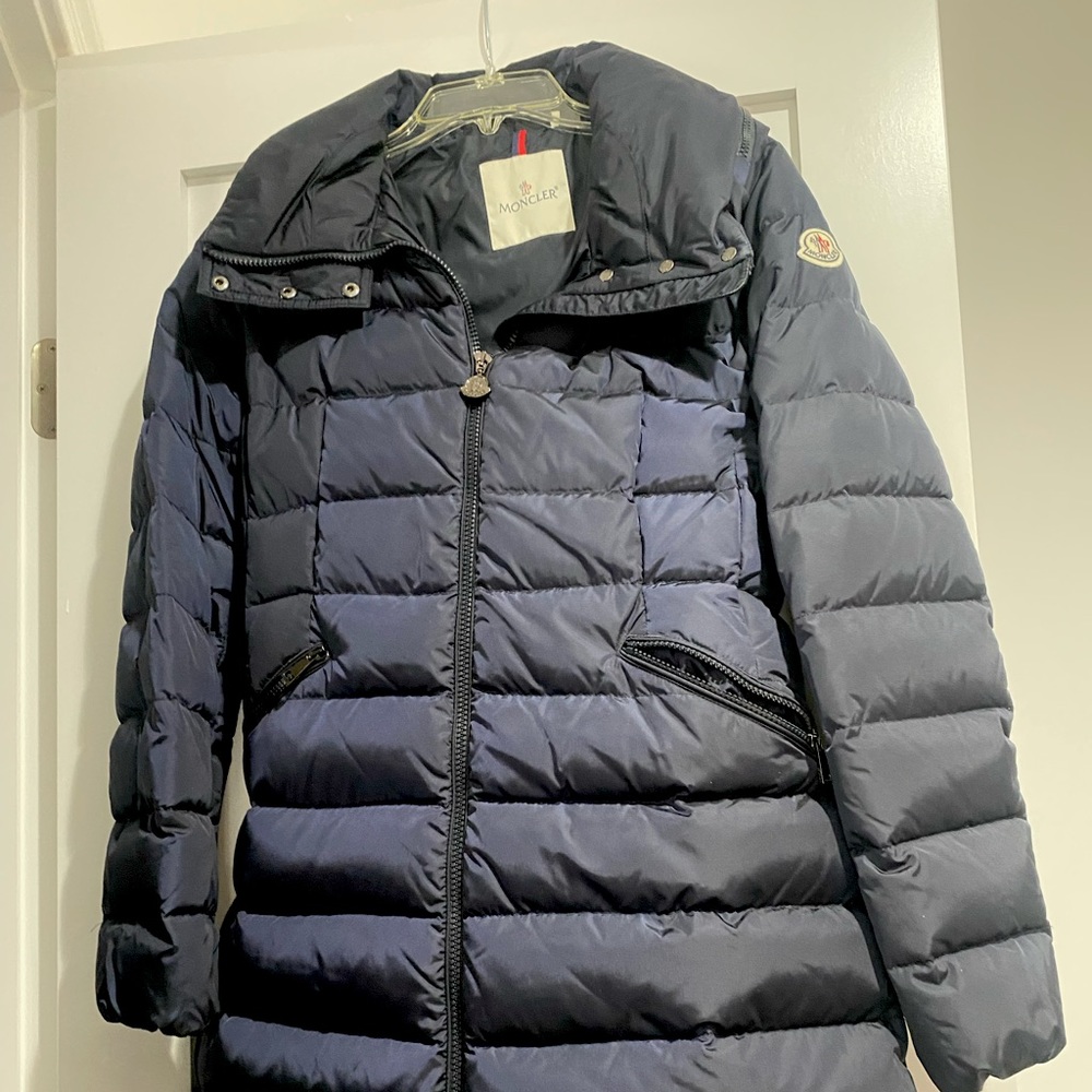 Moncler Navy Long Coat size 1